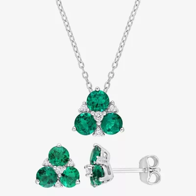 Womens Lab Created Green Emerald Sterling Silver 2-pc. Jewelry Set