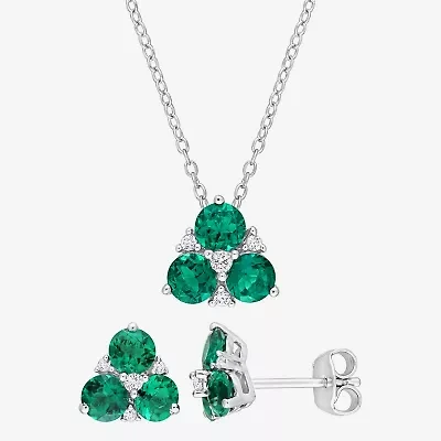 Womens Lab Created Green Emerald Sterling Silver 2-pc. Jewelry Set