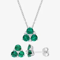 Womens Lab Created Green Emerald Sterling Silver 2-pc. Jewelry Set