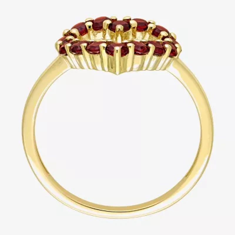 Womens Genuine Red Garnet 10K Gold Heart Cocktail Ring
