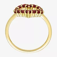 Womens Genuine Red Garnet 10K Gold Heart Cocktail Ring