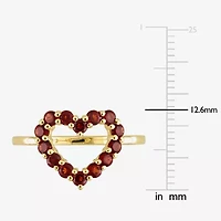 Womens Genuine Red Garnet 10K Gold Heart Cocktail Ring