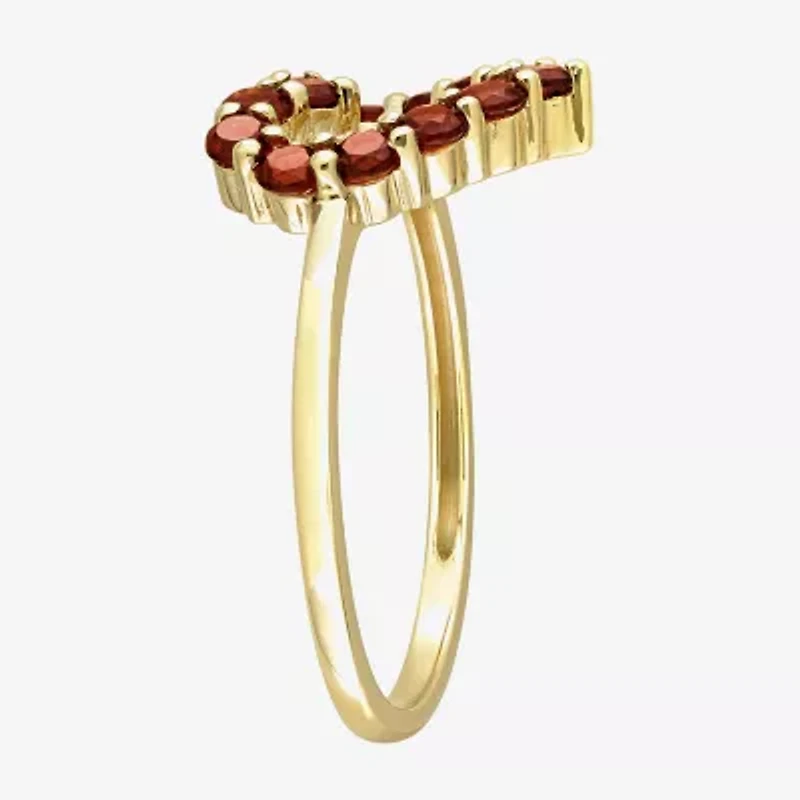 Womens Genuine Red Garnet 10K Gold Heart Cocktail Ring