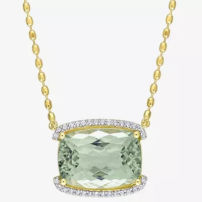 Womens Genuine Green Quartz 18K Gold Over Silver 18 Inch Pendant Necklace
