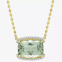 Womens Genuine Green Quartz 18K Gold Over Silver 18 Inch Pendant Necklace