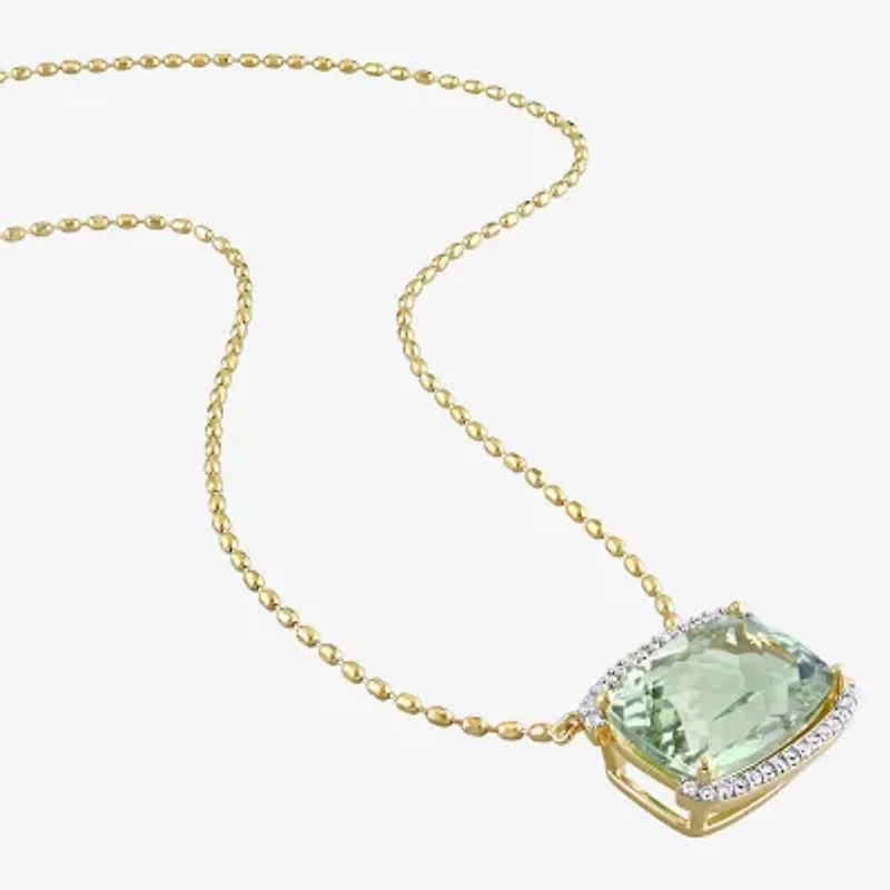 Womens Genuine Green Quartz 18K Gold Over Silver 18 Inch Pendant Necklace