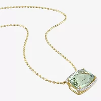 Womens Genuine Green Quartz 18K Gold Over Silver 18 Inch Pendant Necklace