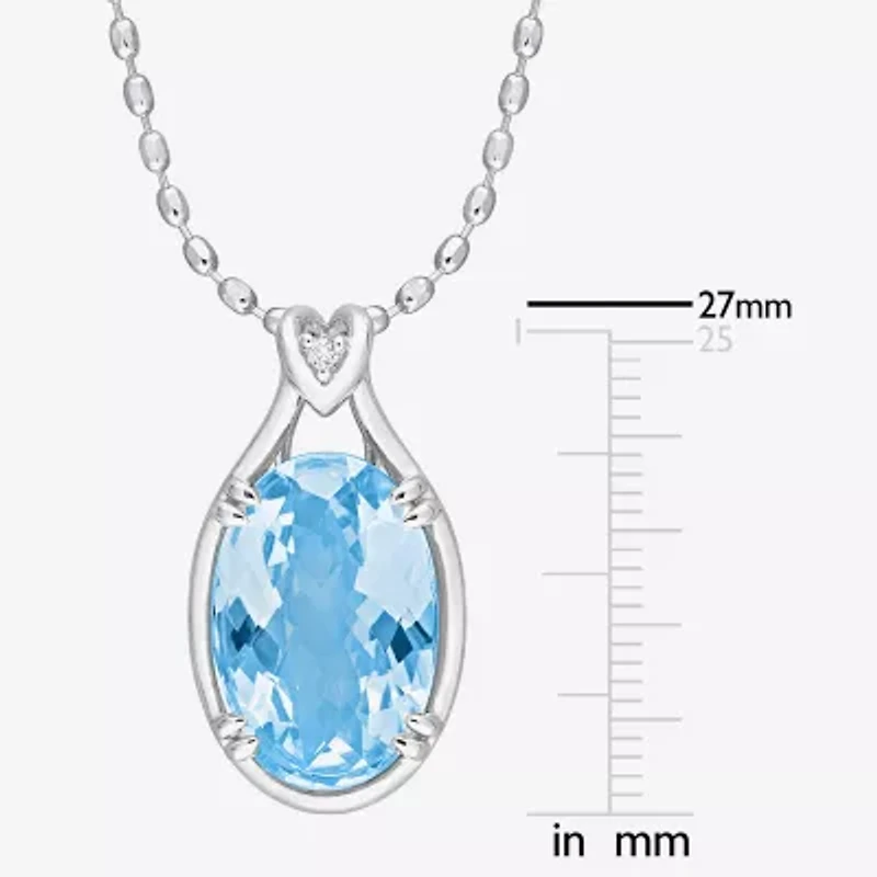 Womens Genuine Blue Topaz Sterling Silver 18 Inch Pendant Necklace