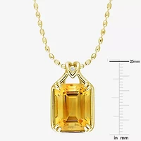 Womens Genuine Yellow Citrine 18K Gold Over Silver 18 Inch Pendant Necklace
