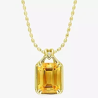 Womens Genuine Yellow Citrine 18K Gold Over Silver 18 Inch Pendant Necklace