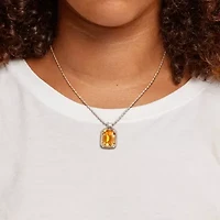 Womens Genuine Yellow Citrine 18K Gold Over Silver 18 Inch Pendant Necklace