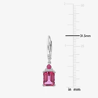 Genuine Pink Topaz & 1/10 CT. T.W. Genuine Diamond Sterling Silver Drop Earrings