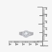 DiamonArt® Cubic Zirconia Sterling Silver Halo Ring