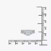 DiamonArt® Cubic Zirconia Sterling Silver 3-Stone Bridal Ring Set