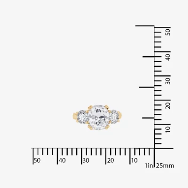 DiamonArt® Womens 5 3/4 CT. T.W. White Cubic Zirconia 14K Gold Over Silver 3-Stone Engagement Ring