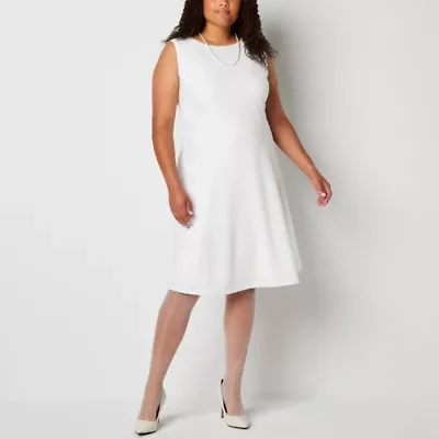 Black Label by Evan-Picone Womens Sleeveless Plus Fit + Flare Dress