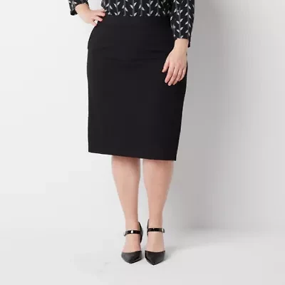 Liz Claiborne Womens Plus Mid Rise Pencil Skirt
