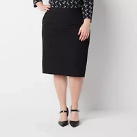 Liz Claiborne Womens Plus Mid Rise Pencil Skirt