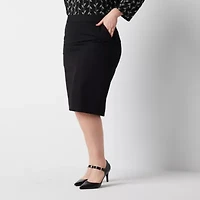 Liz Claiborne Womens Plus Mid Rise Pencil Skirt