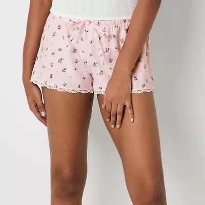Arizona Body Low Rise Womens Flannel Juniors Pajama Shorts