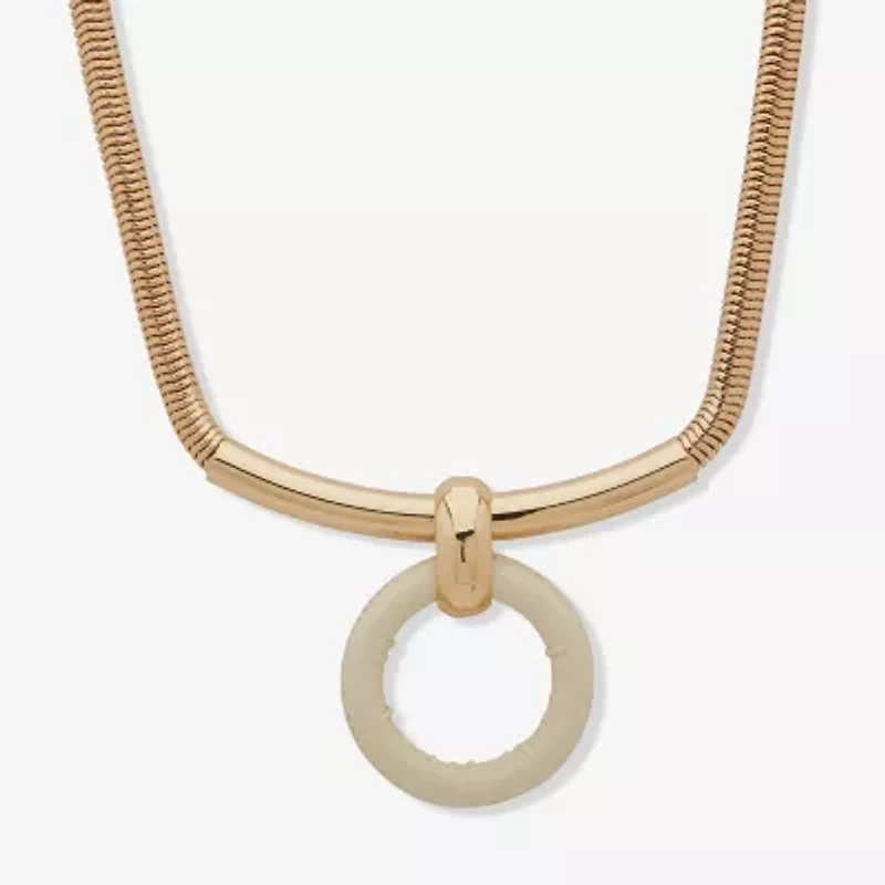 Worthington Gold Tone Womens 8 1/2 Inch Pendant Necklace