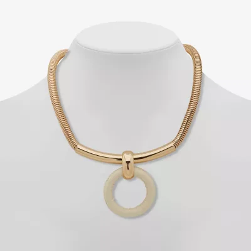Worthington Gold Tone Womens 8 1/2 Inch Pendant Necklace