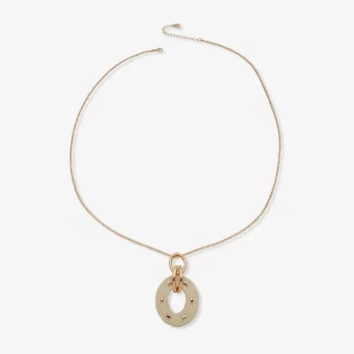 Worthington Gold Tone Womens 17 Inch Pendant Necklace