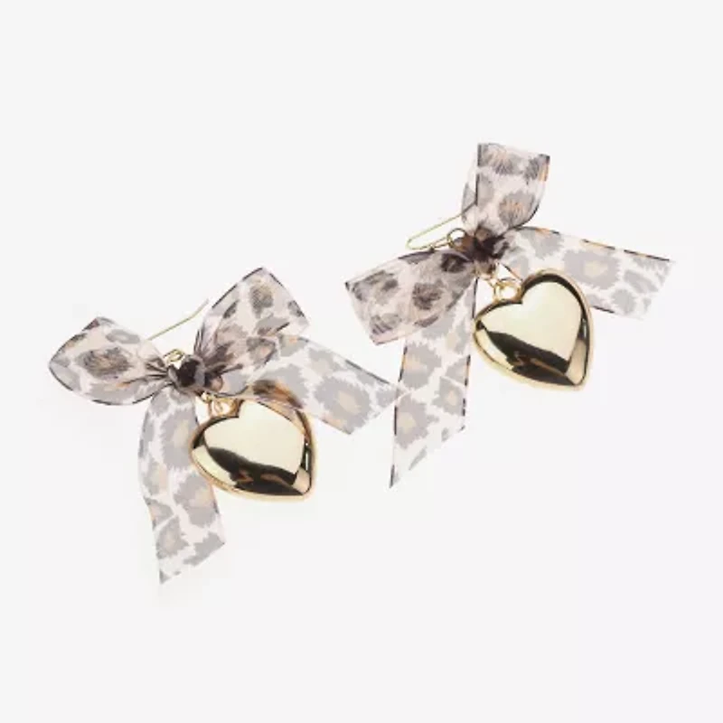 Bijoux Bar Gold Tone Womens Bow Heart Drop Earrings