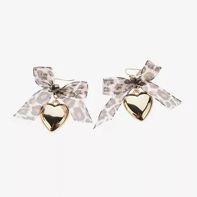Bijoux Bar Gold Tone Womens Bow Heart Drop Earrings