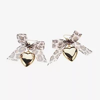 Bijoux Bar Gold Tone Womens Bow Heart Drop Earrings