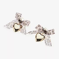 Bijoux Bar Gold Tone Womens Bow Heart Drop Earrings