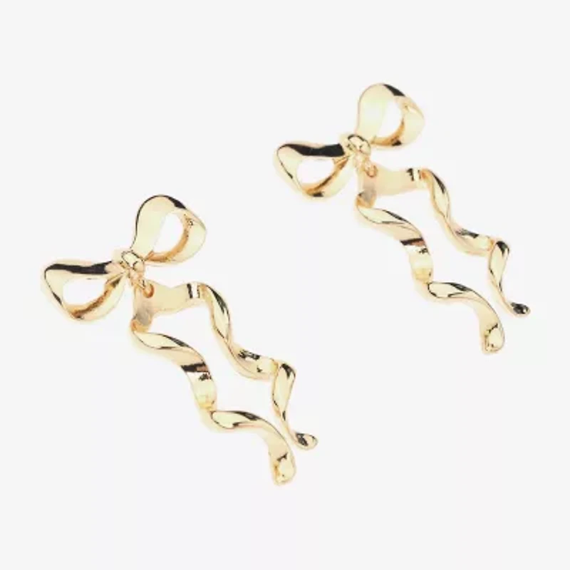 Bijoux Bar Gold Tone Womens Bow Drop Earrings