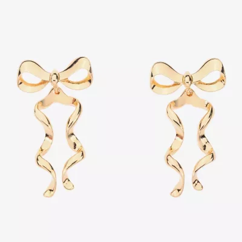 Bijoux Bar Gold Tone Womens Bow Drop Earrings