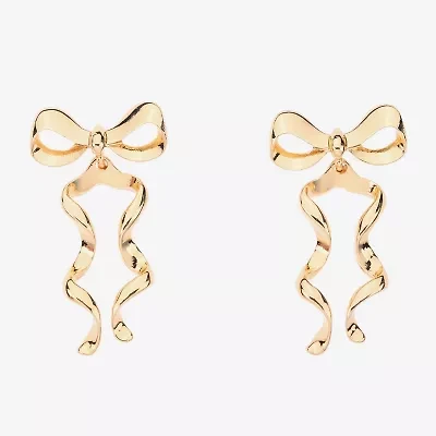 Bijoux Bar Gold Tone Womens Bow Drop Earrings