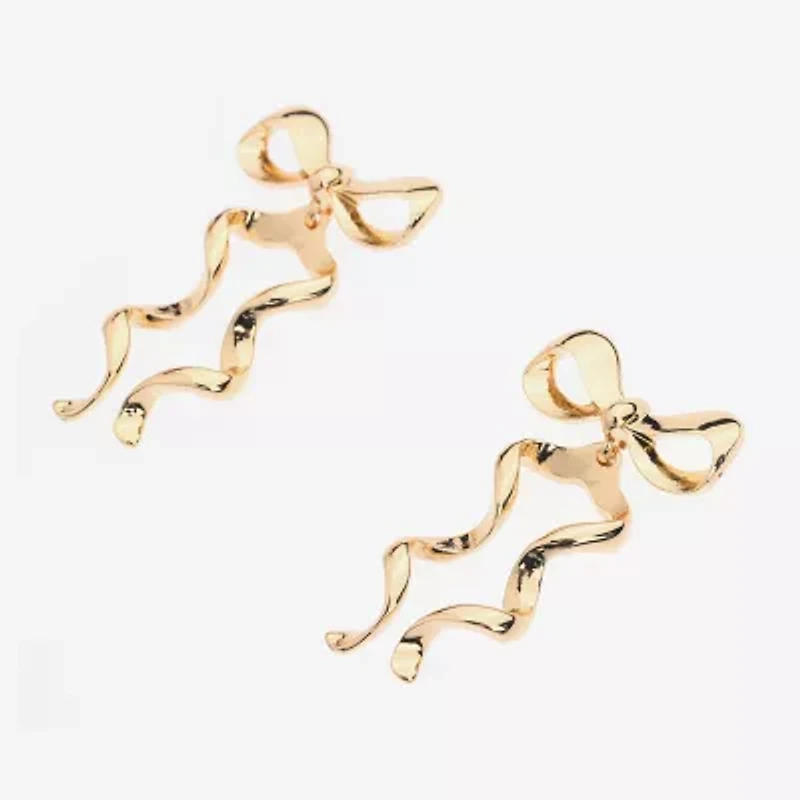 Bijoux Bar Gold Tone Womens Bow Drop Earrings