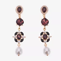 Bijoux Bar Gold Tone Womens Simulated Pearl Drop Earrings