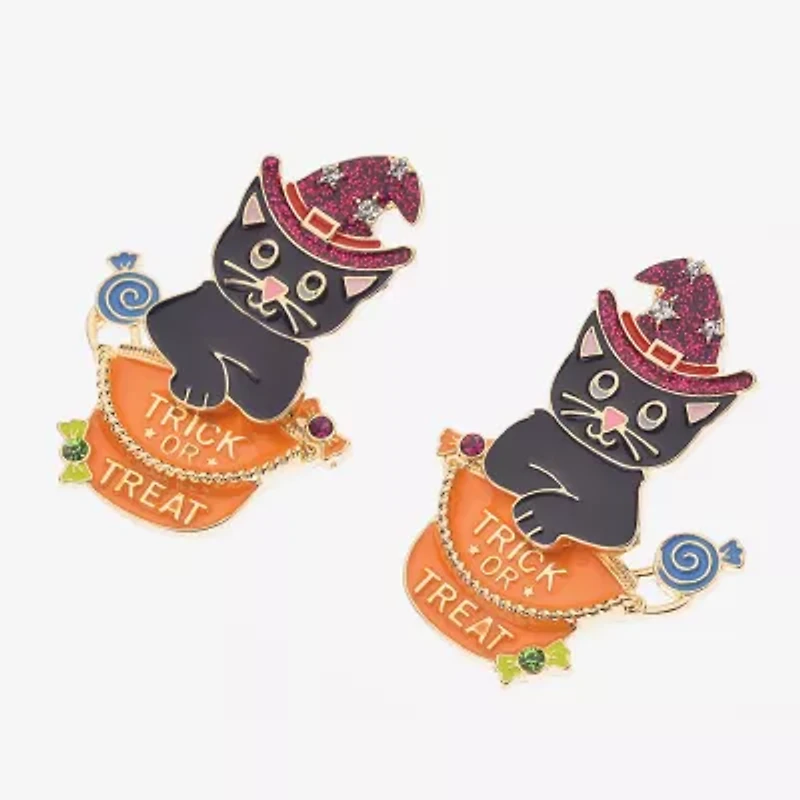 Bijoux Bar Halloween Cat Womens Drop Earrings