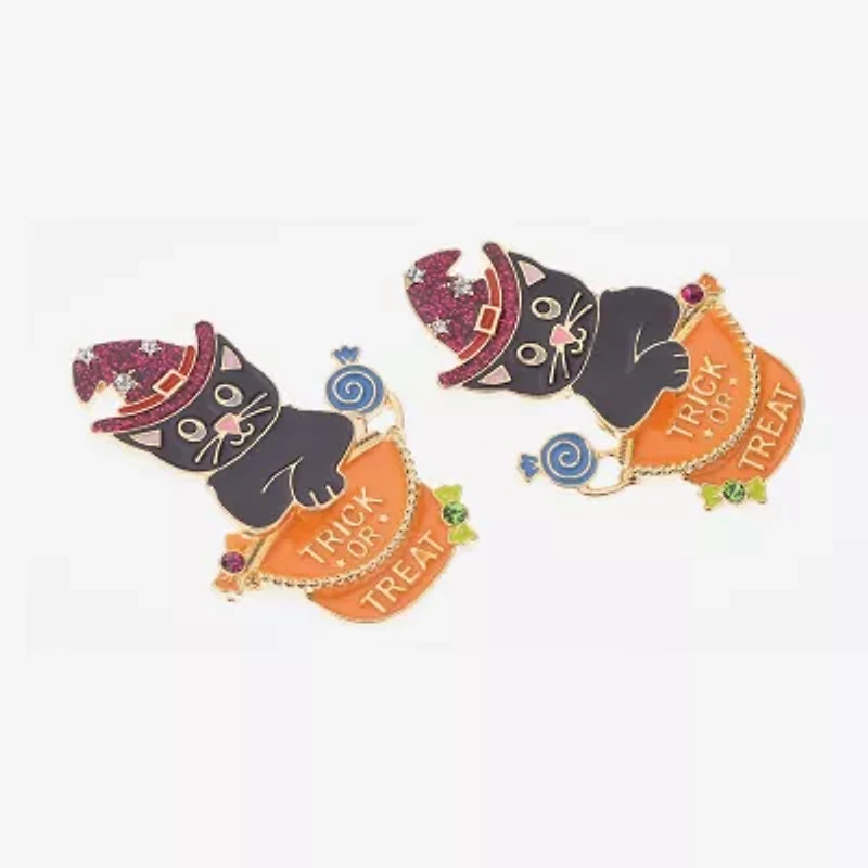 Bijoux Bar Halloween Cat Womens Drop Earrings