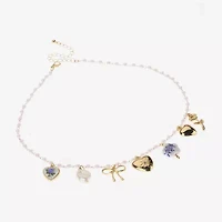 Arizona Womens Simulated Pearl Bow Flower Heart 16 Inch Pendant Necklace