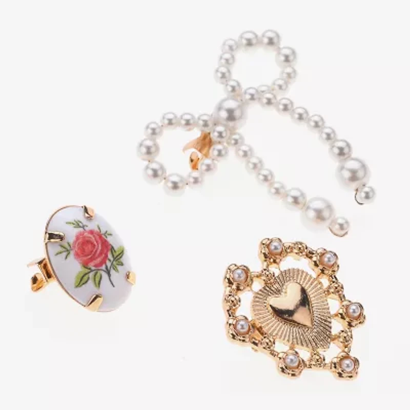Arizona Gold Tone Bow Flower Heart Pin