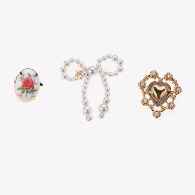 Arizona Gold Tone Bow Flower Heart Pin