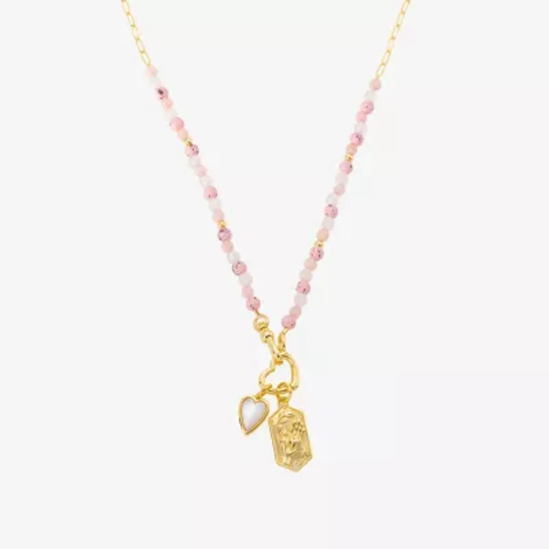 Footnotes Womens Glass 10K Gold Over Brass 16 Inch Beaded Necklace