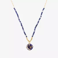 Footnotes Womens Blue Glass 10K Gold Over Brass 16 Inch Beaded Necklace