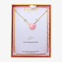 Footnotes Womens Pink Glass 10K Gold Over Brass Heart 16 Inch Pendant Necklace