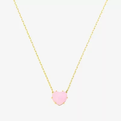 Footnotes Womens Glass 10K Gold Over Brass Heart 16 Inch Pendant Necklace