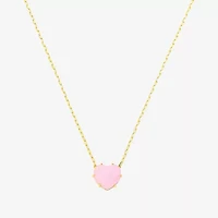 Footnotes Womens Glass 10K Gold Over Brass Heart 16 Inch Pendant Necklace