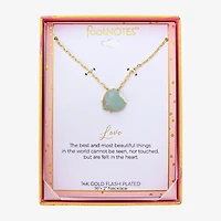 Footnotes Womens Green Glass 10K Gold Over Brass Heart 16 Inch Pendant Necklace