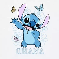 Stitch Pointelle Ringer Tee Womens Crew Neck Short Sleeve Fitted Lilo & Juniors Graphic T-Shirt
