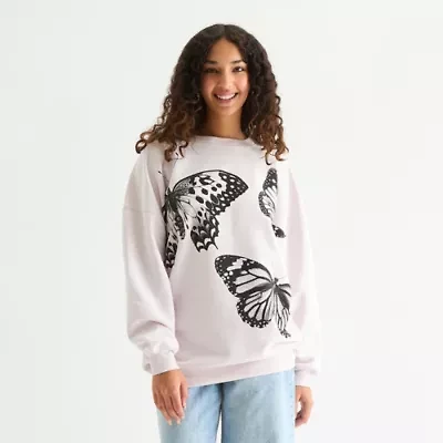 Juniors Butterfly Celestial Womens Crew Neck Long Sleeve Sweatshirt