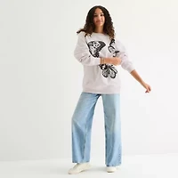 Butterfly Celestial Womens Crew Neck Long Sleeve Juniors Sweatshirt